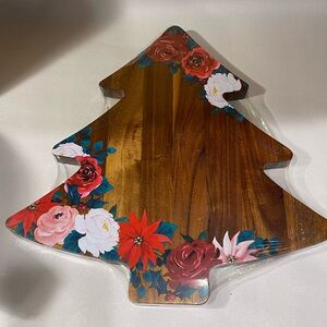 Pioneer Woman Wishful Winter Charcuterie Board Acacia Wood Floral Christ…